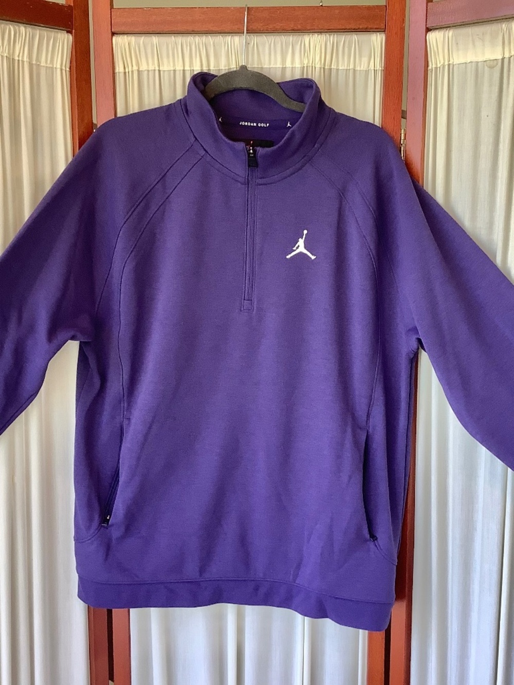 Nike Air Jordan Golf Top Dri-FIT Half-Zip Long Sleeve Purple Size XL